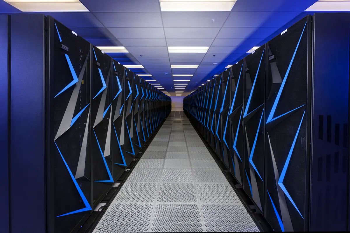 Rows of computing systems in the Sierra supercomputer